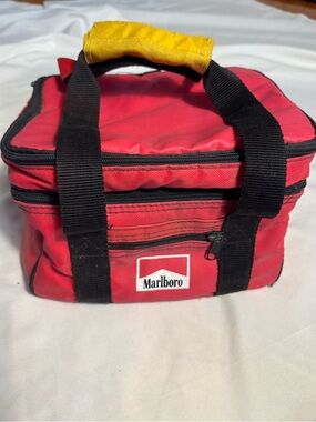 Vintage 90s Marlboro Red Insulated Soft Cooler Collectable Compartment Bag